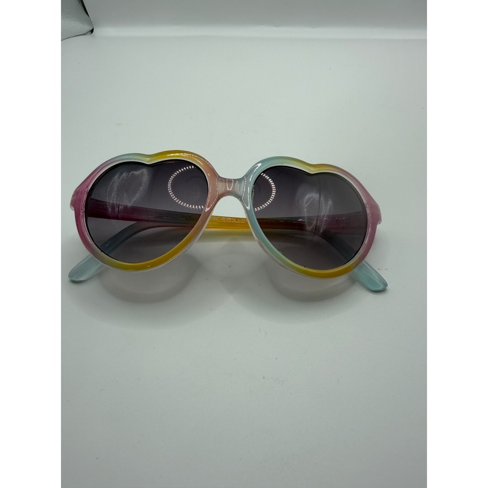 Gap Kids Girls Heart Sunglasses Rainbow Ombre Pink Blue Yellow Summer Accessory